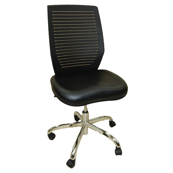 Dental Lab Chair, Plastic Back, Black Vinyl Seat